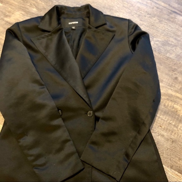 Express black satin trench coat size small used - Picture 6 of 8